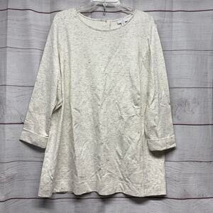 J.Jill XL Boatneck Top Speckled Salt & Pepper Knit 3/4 Sleeve Lagenlook